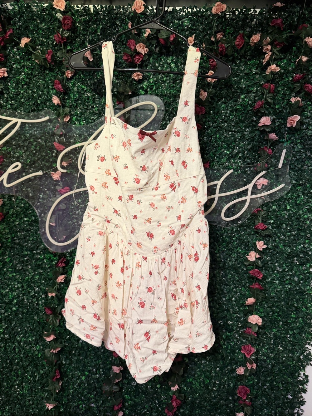 Altar'd State Cream Mini Dress with Red Floral Print